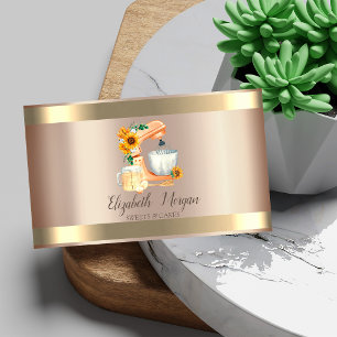 Mixer Sunflowers Gold Stripes Bakery Business Card