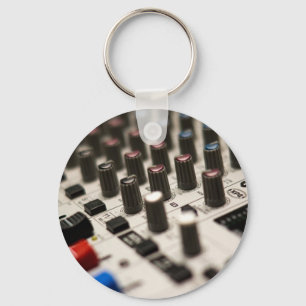 Mixing Board Closeup Key Ring