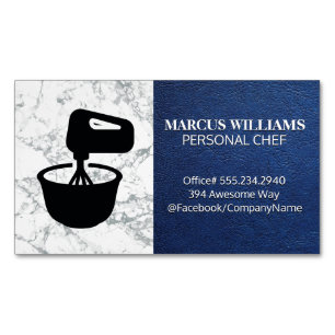 Mixing Bowl   Blue Leather Marble Magnetic Business Card