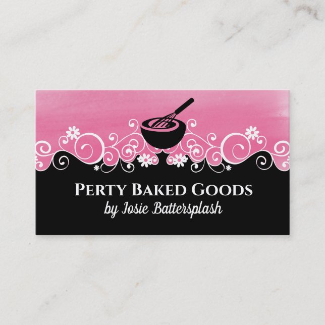 mixing bowl whisk bakery baking pastry chef business card (Front)