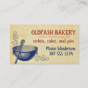 Mixing bowl whisk vintage bakery baking business card