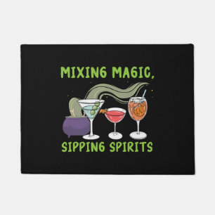 Mixing Magic Sipping Spirits Bartender Halloween Doormat