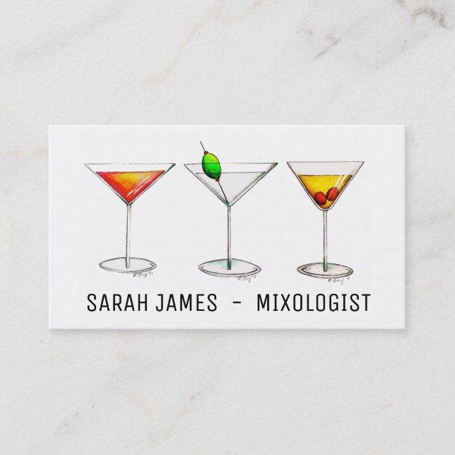 Mixologist Bartender Cocktail Cosmo Martini Drinks Business Card (Front)