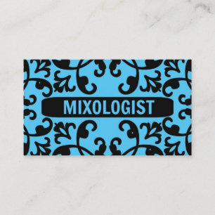 Mixologist Blue Damask Business Card
