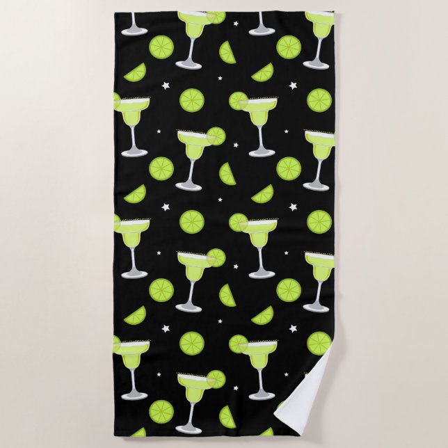 Mixologist Cocktail Barman Stylish Green Black Beach Towel (Front)