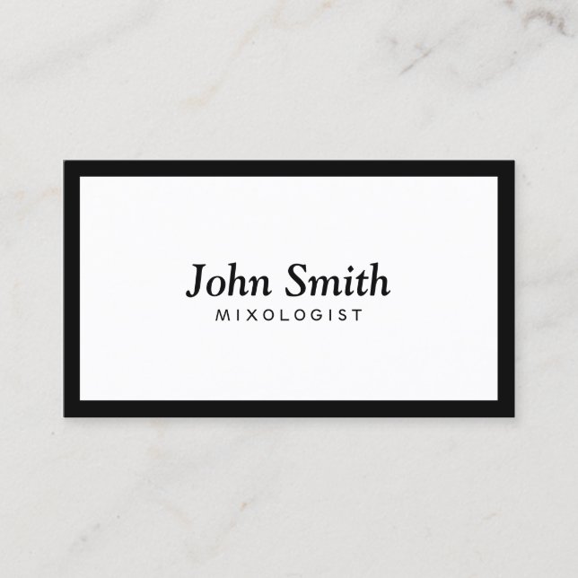Mixologist Minimal Plain Border Business Card (Front)