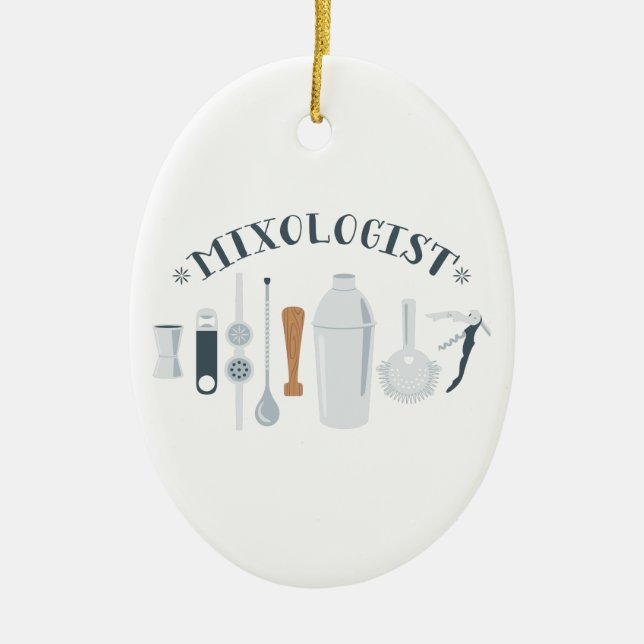 Mixologist Tools Ceramic Tree Decoration (Front)