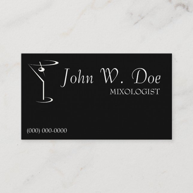 Mixology Bartender Business Cards (Front)