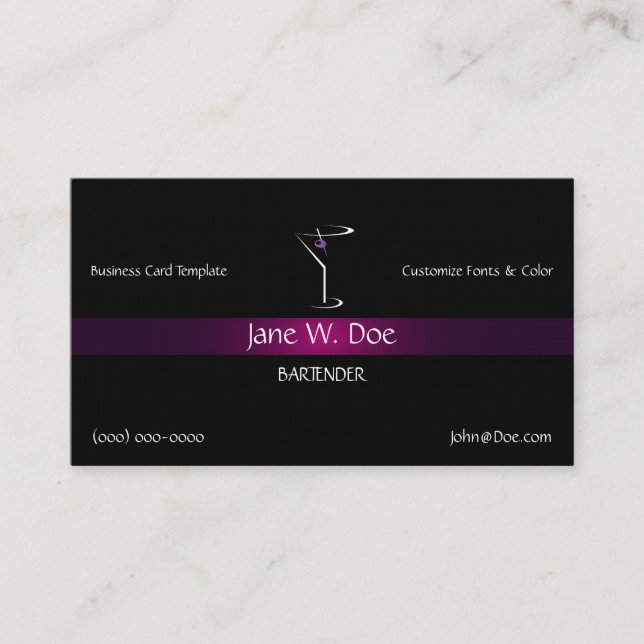 Mixology Bartender Template Business Card (Front)