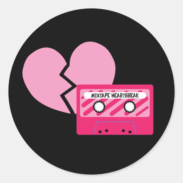 MixTape Heartbreak Classic Round Sticker (Front)
