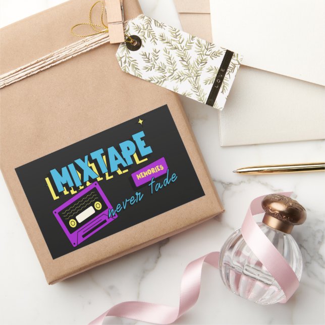Mixtape Memories Retro Cassette Nostalgia Rectangular Sticker (Gifting)