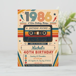 Mixtape Retro 40th Birthday  Invitation