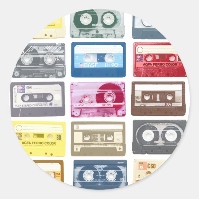 Mixtapes Graphic Classic Round Sticker (Front)