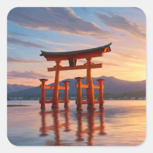 Miyajima Floating Torii Itsukushima Shrine Travel Square Sticker