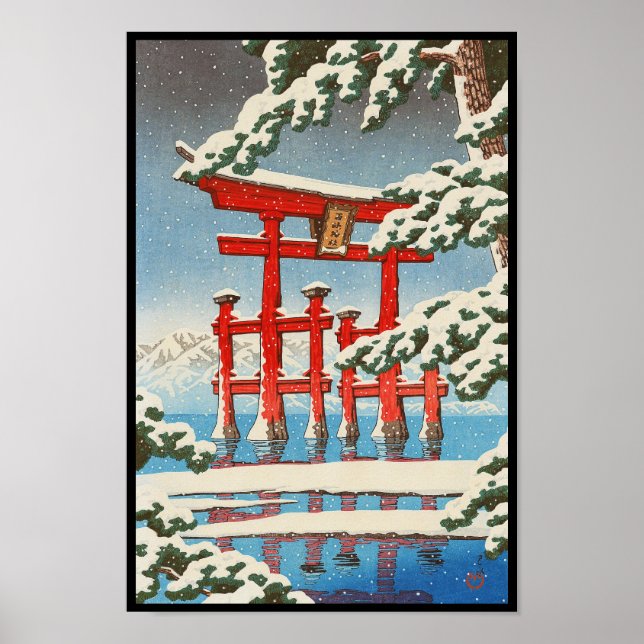 Miyajima in Snow Hasui Kawase shin hanga art Poster (Front)