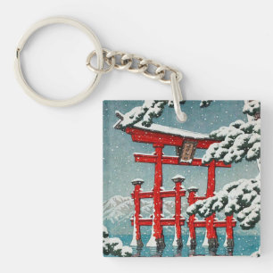 Miyajima in Snow Hasui Kawase Torii Gate Art Key Ring