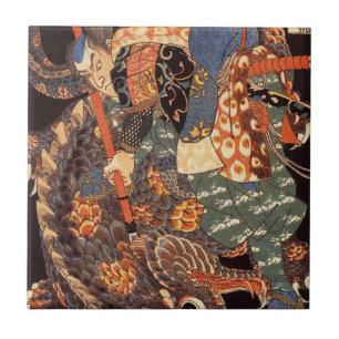 Miyamoto Musashi Painting c. 1800's Tile