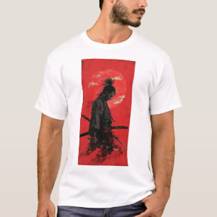 Miyamoto Musashi Vagabond Manga Style Red Backgrou T-Shirt