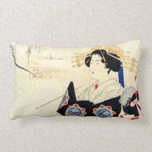 Mizuno Toshikata 水野年方, Courtesan - Asian Art Lumbar Cushion