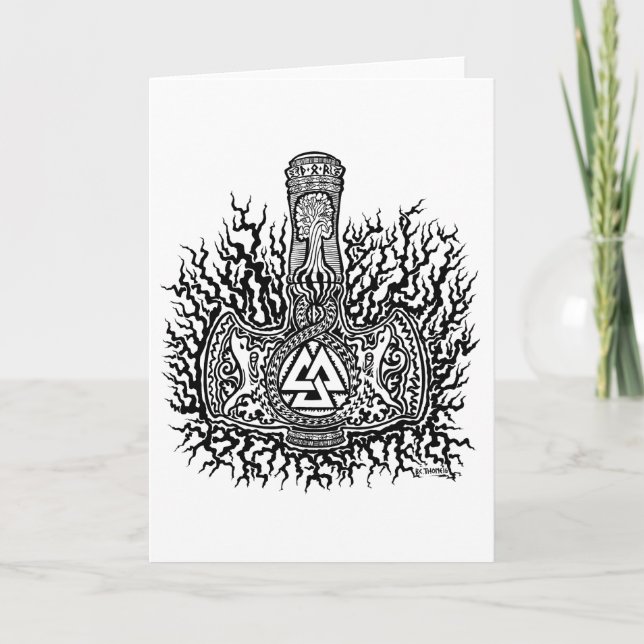Mjolnir - Valknut Greeting Card (Front)