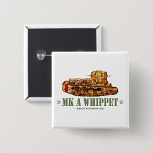 MK A Whippet World War One British Medium Tank WWI 15 Cm Square Badge