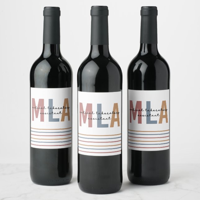 MLA Medical Laboratory Assistant Wine Label (Bottles)