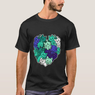 MLM Cute Heart Cat MLM Flag MLM Pride Gay Male Fla T-Shirt