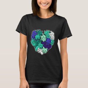 MLM Cute Heart Cat MLM Flag MLM Pride Gay Male Fla T-Shirt