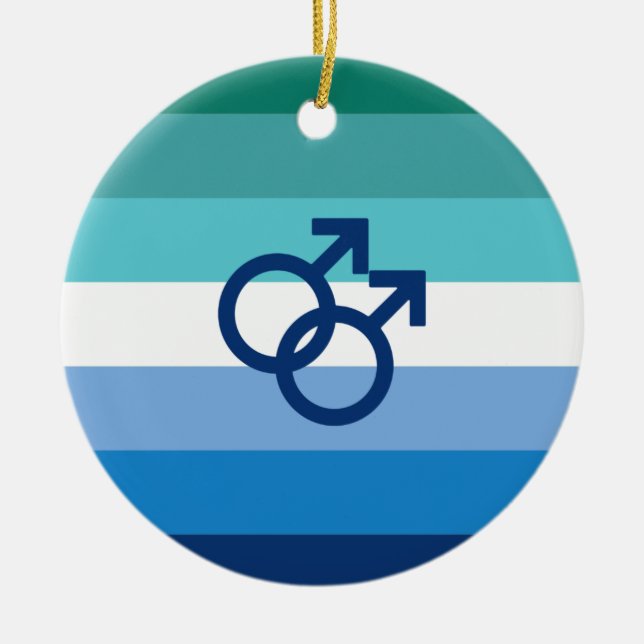 MLM Gay Male Pride Flag Ceramic Tree Decoration (Front)