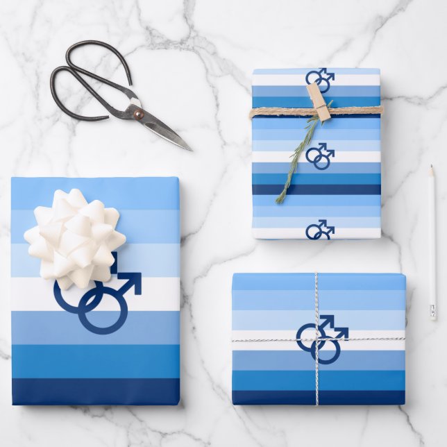 MLM Gay Male Pride Flag Wrapping Paper Sheet (Front)