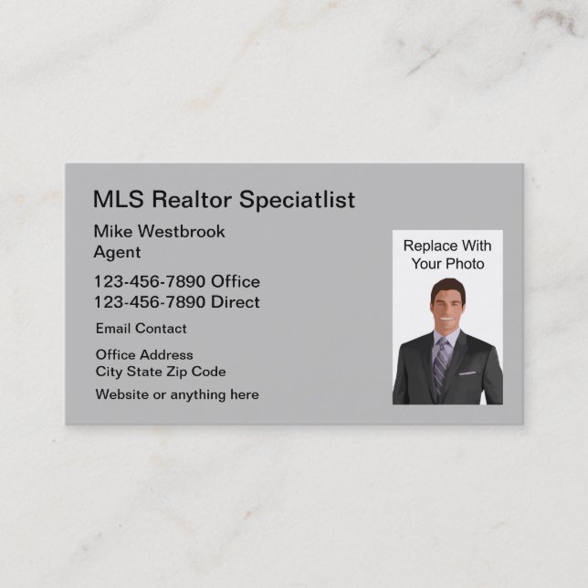 MLS Real Estate Agent Photo Business Card (Front)