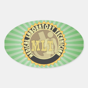 MLT BADGE MEDICAL LABORATORY TECHNICIAN OVAL STICKER