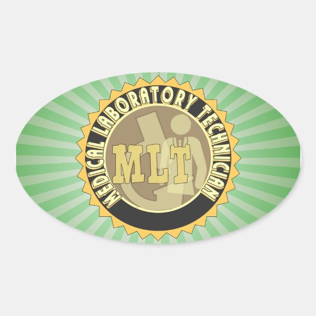 MLT BADGE MEDICAL LABORATORY TECHNICIAN OVAL STICKER (Front)