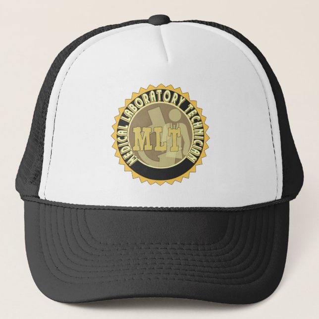 MLT BADGE MEDICAL LABORATORY TECHNICIAN TRUCKER HAT (Front)