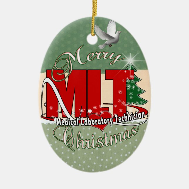 MLT CHRISTMAS MEDICAL LABORATORY TECH CERAMIC TREE DECORATION (Front)