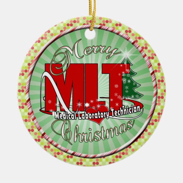 MLT CHRISTMAS MEDICAL LABORATORY TECH CERAMIC TREE DECORATION (Front)