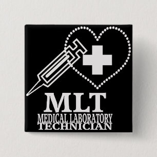 MLT HEART SYRINGE MEDICAL LAB TECH LOGO 15 CM SQUARE BADGE
