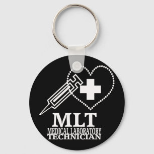 MLT HEART SYRINGE MEDICAL LAB TECH LOGO KEY RING