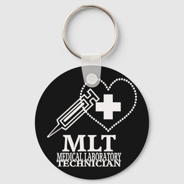 MLT HEART SYRINGE MEDICAL LAB TECH LOGO KEY RING (Front)