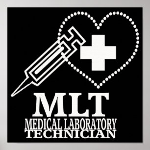 MLT HEART SYRINGE MEDICAL LABORATORY TECH LOGO POSTER