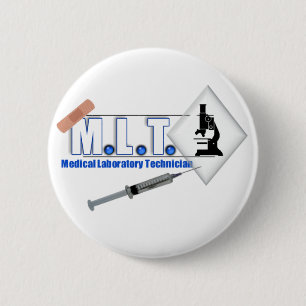 MLT LOGO W/ MICROSCOPE - MEDICAL LABORATORY TECH 6 CM ROUND BADGE