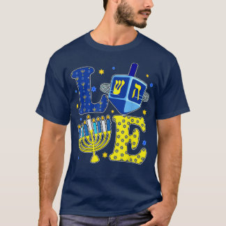 Mm7J Love Hanukkah Happy Hanukkah Menorah Jewish L T-Shirt