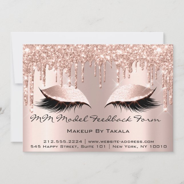 MM Model Feedback Form Makeup Rose Aesthetician Invitation (Front)