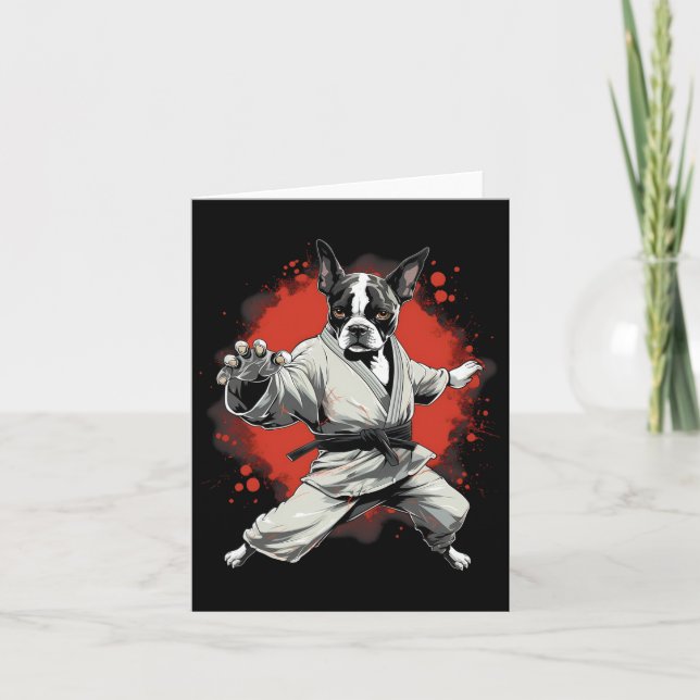 Mma Boston Terrier Dog Karate  Card (Front)