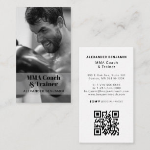 MMA Coach & Trainer Photo QR Code Business Card