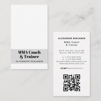 MMA Coach & Trainer Photo QR Code Business Card