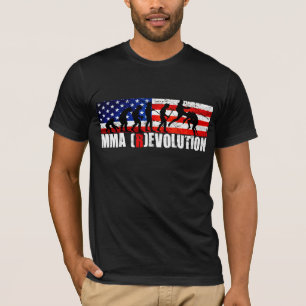 MMA Evolution Chart (Flying Knee) American Flag T- T-Shirt
