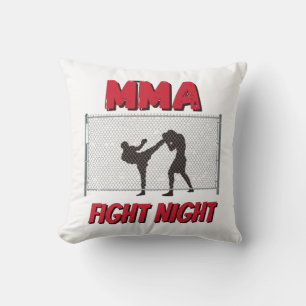 MMA Fight Night text and Silhouette of Two Fighter Cushion