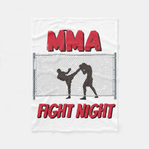 MMA Fight Night text and Silhouette of Two Fighter Fleece Blanket