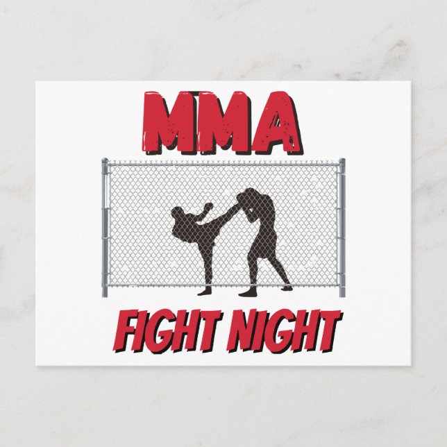 MMA Fight Night text and Silhouette of Two Fighter Postcard (Front)